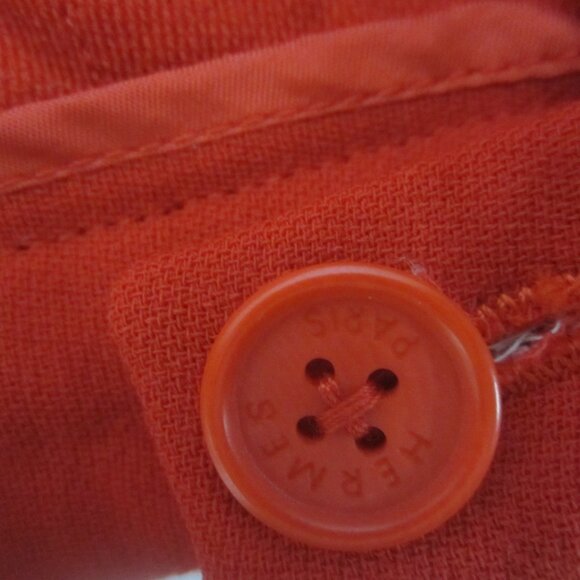 Vtg Hermes Paris Womens 26 Red 100% Wool Slacks Pant Dress Zipper Pockets FLAWS - Picture 5 of 14